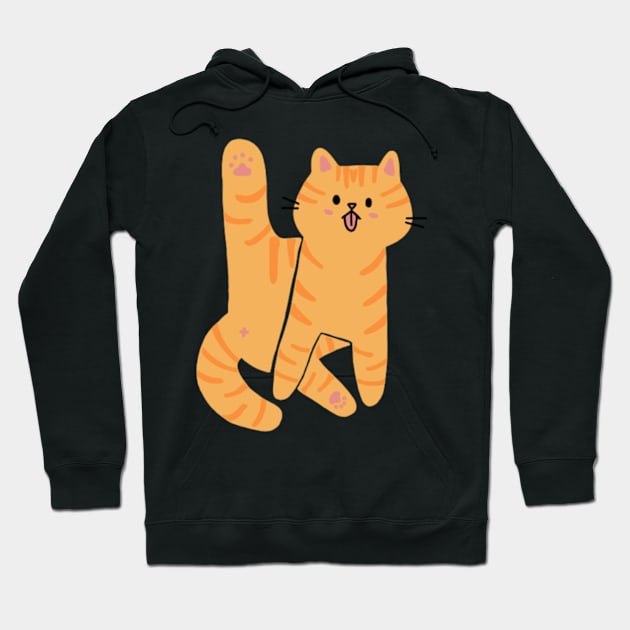 Orange Cat Licking Butt Hoodie by waddleworks